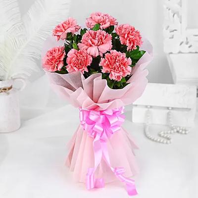 Beautiful 8 Pink Carnations Bouquet