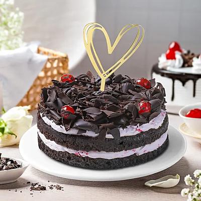 Black Forest Cake With Heart Shaped Topper