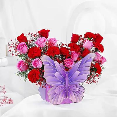 Butterfly Red Rose Romance