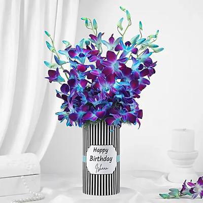 Elegant Orchid Charm Birthday Vase