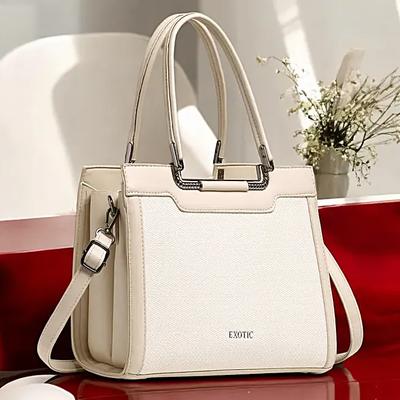 Embossed Heritage Design Handbag Beige