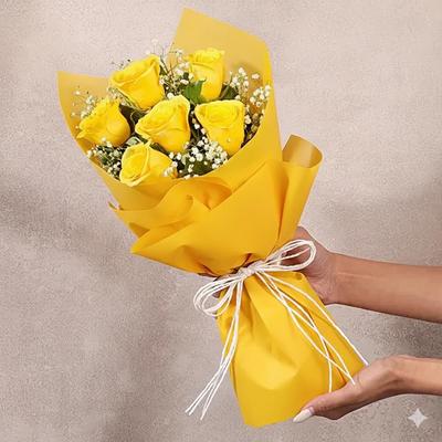 Enticing 8 Yellow Roses Bouquet