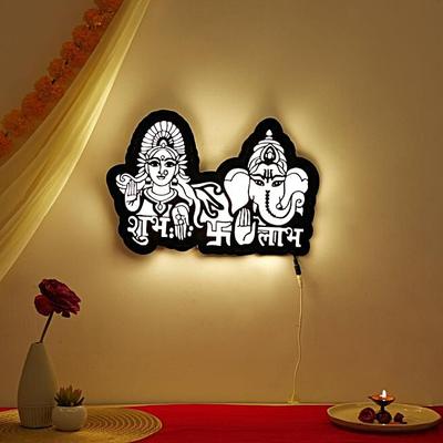 Lord Ganesha and Goddess Laxmi LED Wall Decor