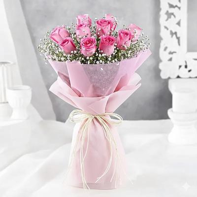 Mesmerizing Love Pink Roses Bouquet