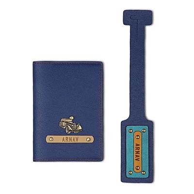 Personalised Blue Passport Cover Luggage Tag