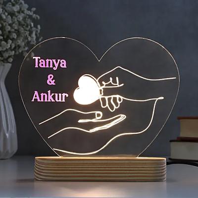 Personalised Heart Shaped LED Lamp