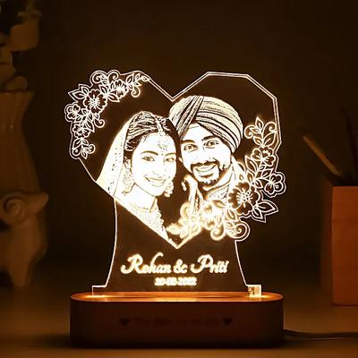 Personalised Hearty Love Photo Glow Lamp