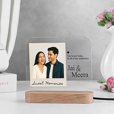 Personalised Square LED Acrylic Lamp with Adapter