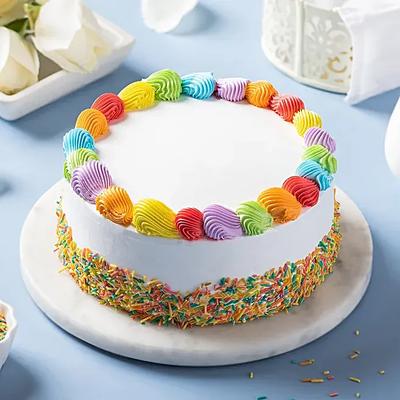 Rainbow Vanilla Cream Cake