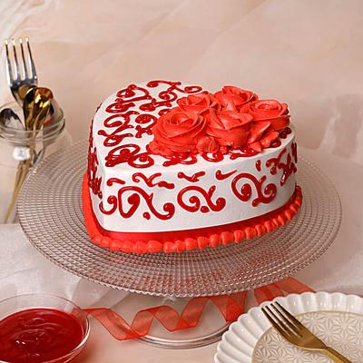 Rosy Heart Chocolate Cake