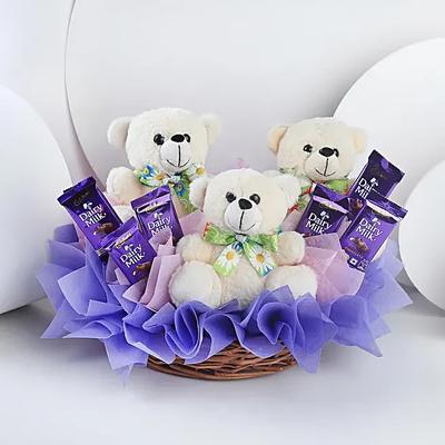 Teddy and Chocolate Basket