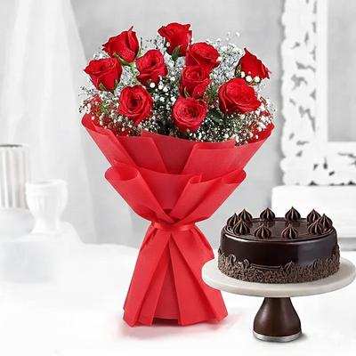 Truffle Bento Cake N Scarlet Roses